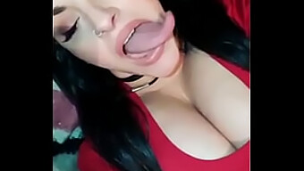 Exotic Teen With Long Tongue And Throat Skills In Action