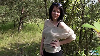 A Young And Adorable Teen Explores Public Titty Play In A Field