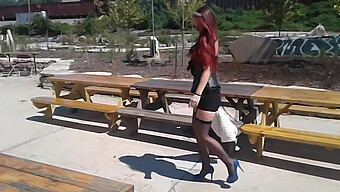 Outdoor Fetish With Leggy Babe In Hosiery