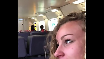 Young Coed Emily Gives A Public Blowjob And Swallows Cum On A Train!