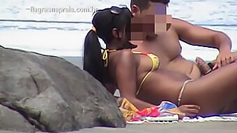 Brunette Teen'S Public Sex With Boyfriend On The Beach Caught On Camera