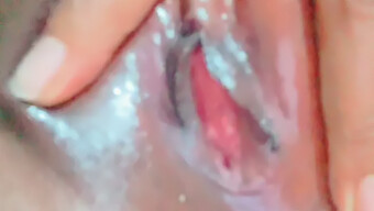 Close-Up Of Nidhi'S Hairy Pussy Getting Oiled And Massaged