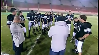 Cheerleader Takes On An Entire Football Team In Wild Gang Bang