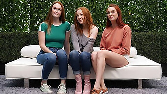 Three Fiery Redheads Pleasure One Lucky Guy'S Rear End